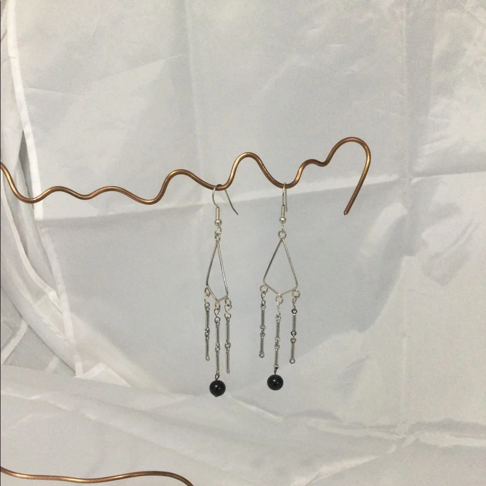 Vintage Silver & Black Elegant Dangle Wires - Picture 5 of 9